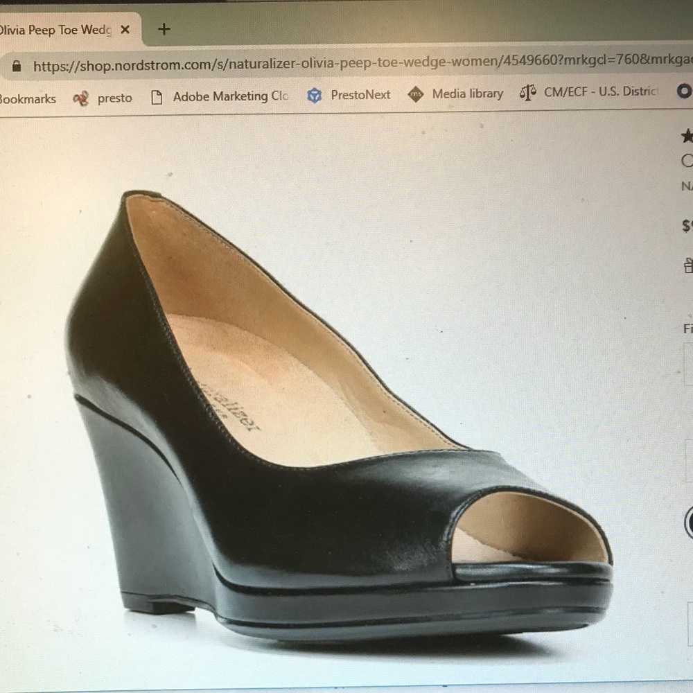 NEW Naturalizer Olivia Peep Toe wedge, 8